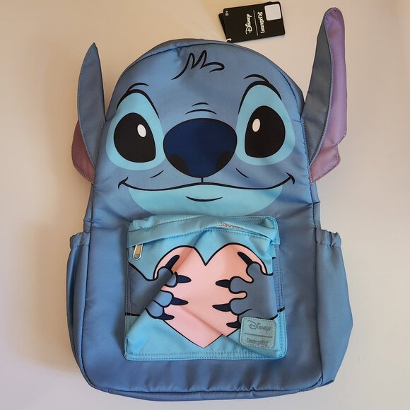 Loungefly Disney Lilo & Stitch Backpack Full Size Bag Stitch Holding Heart New - Picture 1 of 9